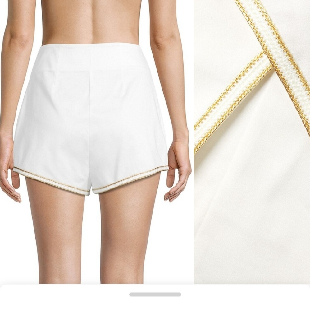 My Beachy Side White Bridgette Gold Piped Shorts Size Large NWT! - Picture 2 of 11